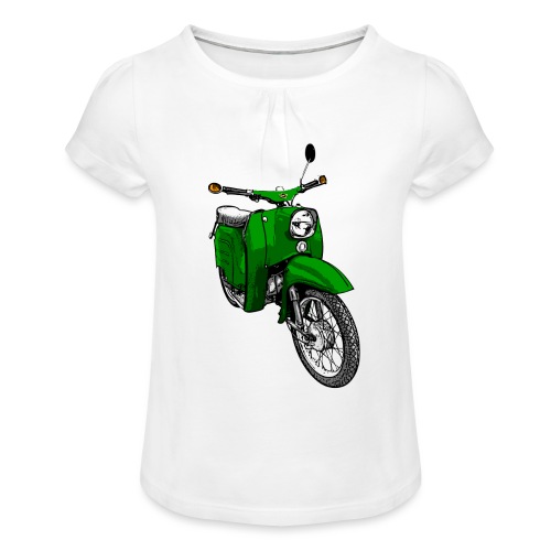 Simson Schwalbe grün - Mädchen-T-Shirt mit Raffungen
