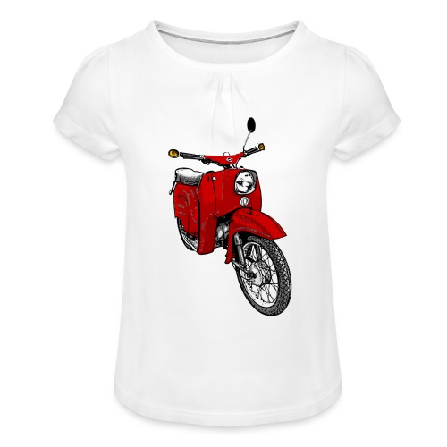 Simson Schwalbe rot - Mädchen-T-Shirt mit Raffungen