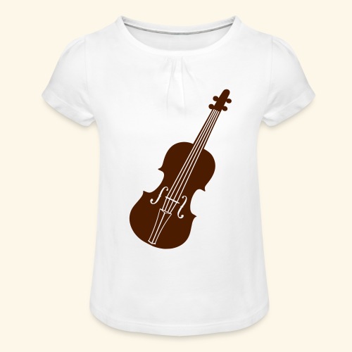 Geige sw - Mädchen-T-Shirt mit Raffungen