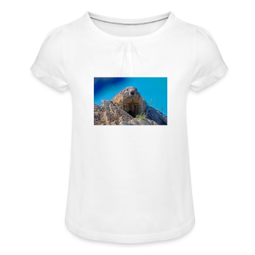 Murmeltier - Mädchen-T-Shirt mit Raffungen