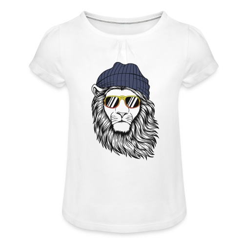 Lion cool be brave - T-shirt à fronces au col Fille