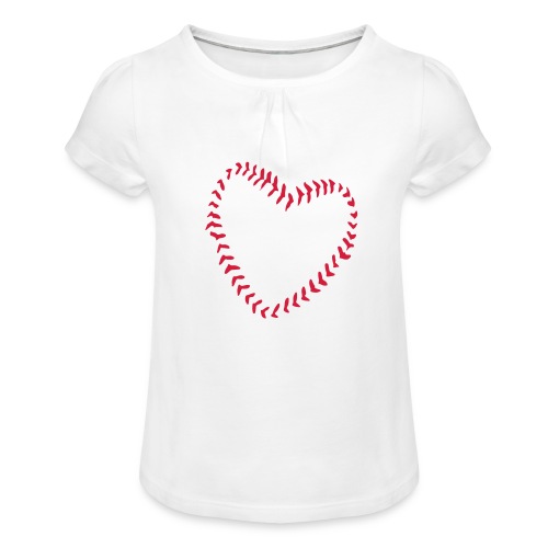 2581172 1029128891 Serce baseballowe szwów - Koszulka dziewczęca z marszczeniami