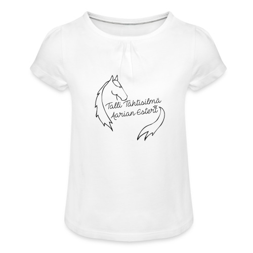 Talli Tähtisilmä (musta) - Tyttöjen t-paita, jossa rypytyksiä