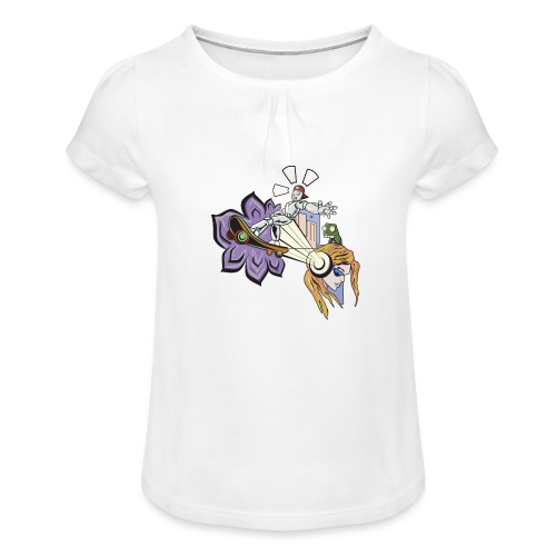 Spring Doodle - Meisjes-T-shirt met plooien