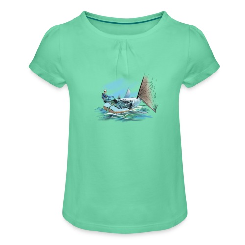 segelboot - Mädchen-T-Shirt mit Raffungen