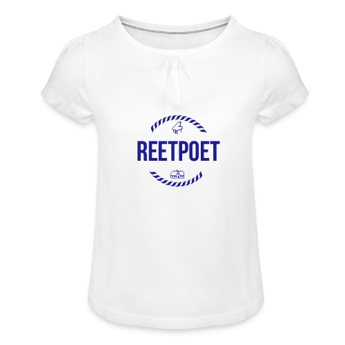 ReetPoet To Go | Logo Blau - Mädchen-T-Shirt mit Raffungen