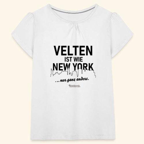 Velten ist wie New York - Mädchen-T-Shirt mit Raffungen