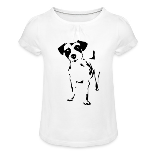 Jack Russell Terrier - Mädchen-T-Shirt mit Raffungen