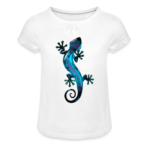 gecko - Mädchen-T-Shirt mit Raffungen