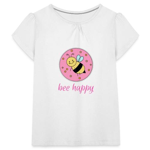 bee happy - Mädchen-T-Shirt mit Raffungen