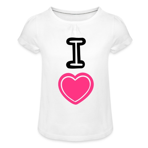 I Love Geschenk - Mädchen-T-Shirt mit Raffungen