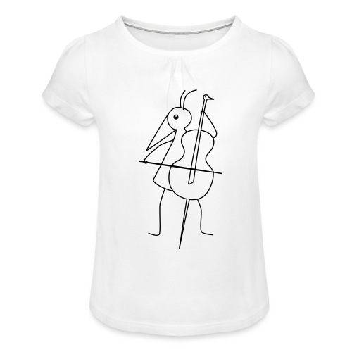 RUNNY-mit-Cello-Baß_1210 - Mädchen-T-Shirt mit Raffungen