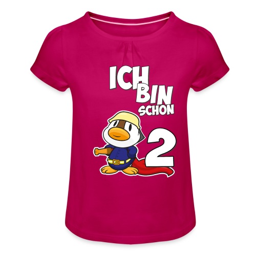 Stolze Feuerwehr Ente 2. Geburtstag Jungen Mädchen - Mädchen-T-Shirt mit Raffungen