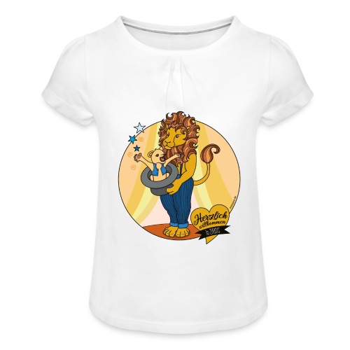 Zirkus Löwe - Mädchen-T-Shirt mit Raffungen