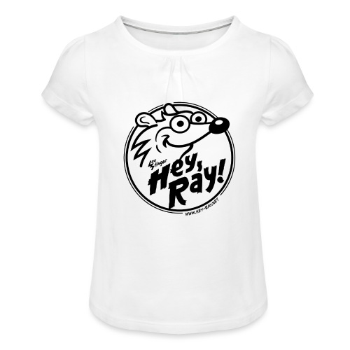 Hey Ray Logo black - Mädchen-T-Shirt mit Raffungen