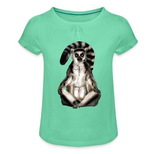 Lemur Katta - Mädchen-T-Shirt mit Raffungen