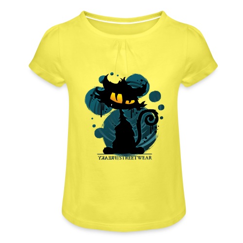 Gaucho cat - Mädchen-T-Shirt mit Raffungen