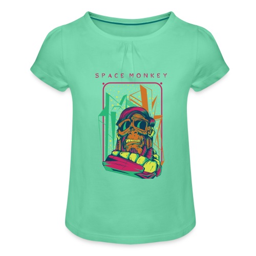 Spacemonkey - Mädchen-T-Shirt mit Raffungen