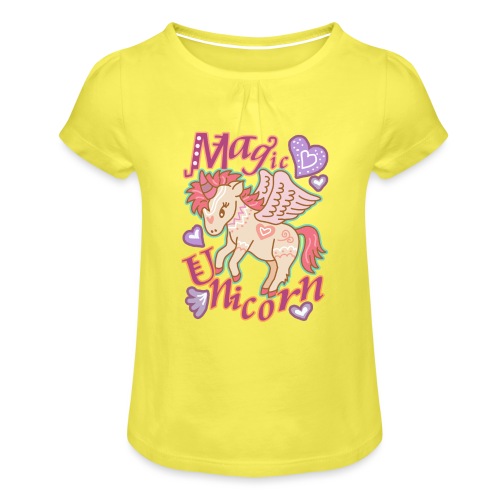 Sweet Magic Unicorn Design - Girl's T-Shirt with Ruffles