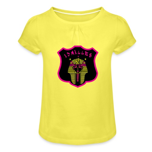 Faraon czarny, różowy, żółty hiper projekt - Koszulka dziewczęca z marszczeniami