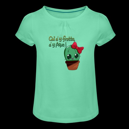 Cactus kawaii - T-shirt à fronces au col Fille