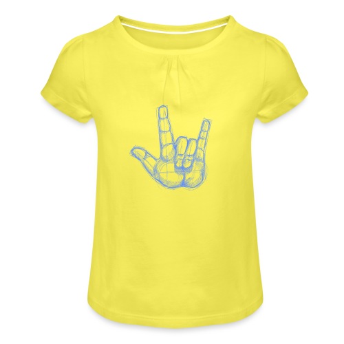 Sketchhand ILY - Mädchen-T-Shirt mit Raffungen