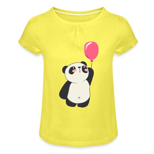 Panda mit Luftballon - Mädchen-T-Shirt mit Raffungen