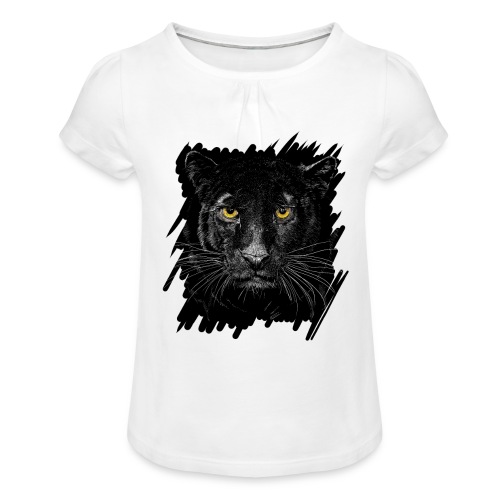 Schwarzer Panther - Mädchen-T-Shirt mit Raffungen