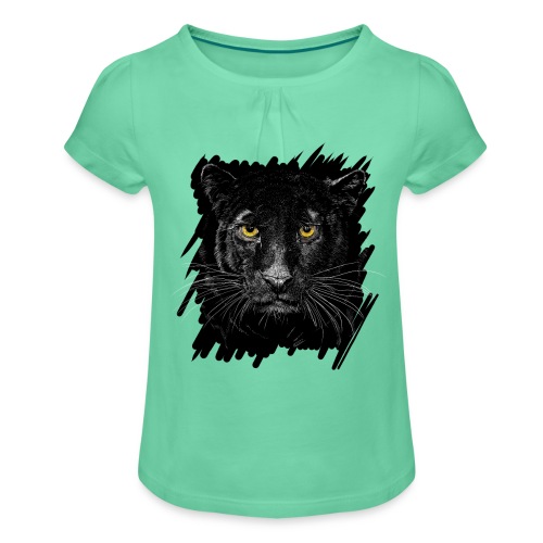 Schwarzer Panther - Mädchen-T-Shirt mit Raffungen