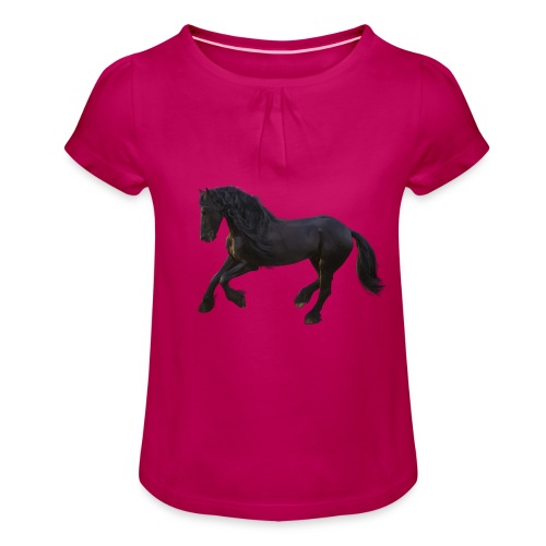 Pferd - Mädchen-T-Shirt mit Raffungen