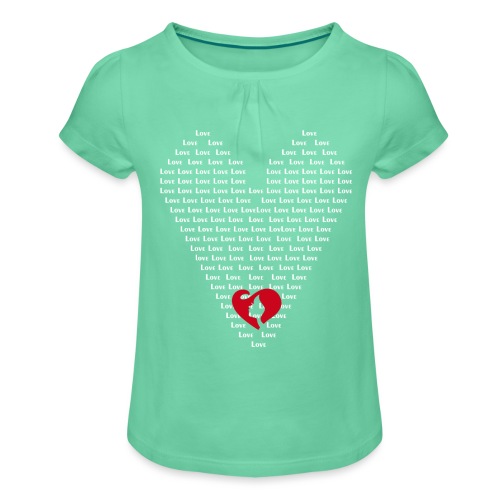 Love Herz - Mädchen-T-Shirt mit Raffungen