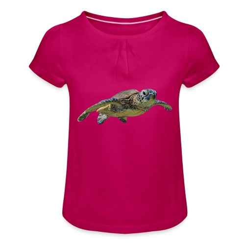 Schildkröte - Mädchen-T-Shirt mit Raffungen