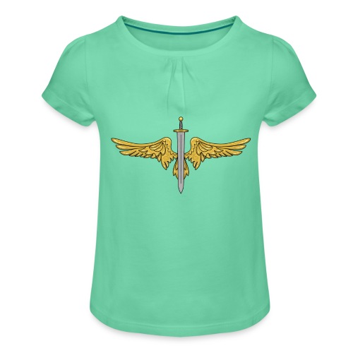 Flügeln - Mädchen-T-Shirt mit Raffungen