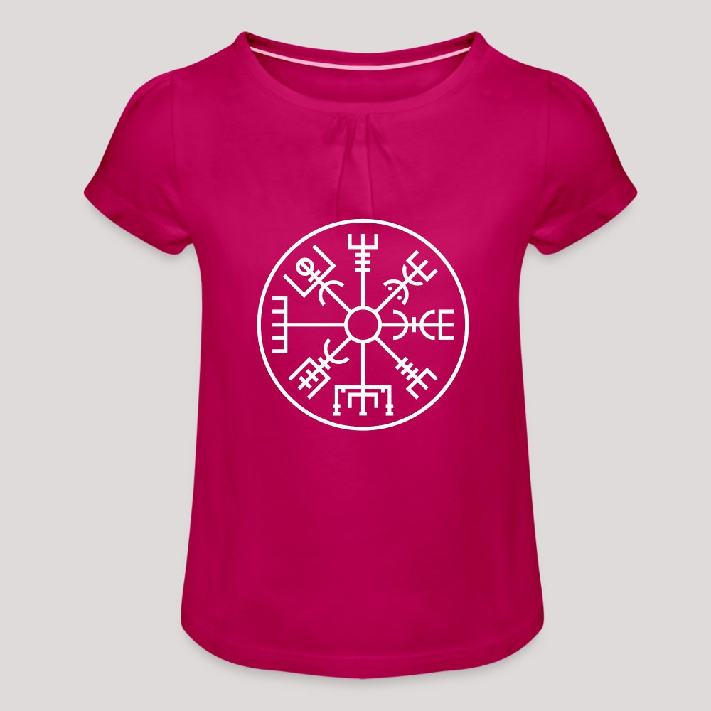 Vegvisir Kreis - Mädchen-T-Shirt mit Raffungen Fuchsia