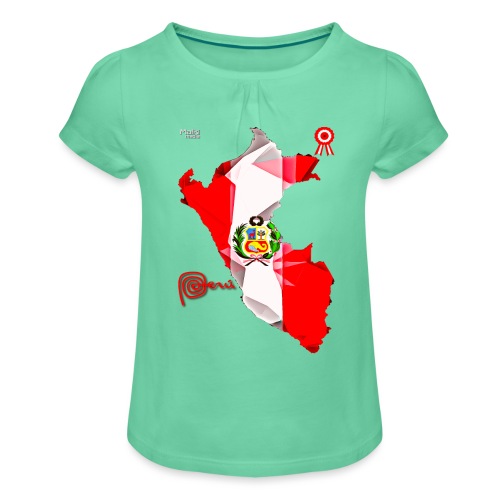 Mapa del Perú, Bandera y Escarapela - Camiseta para niña con drapeado