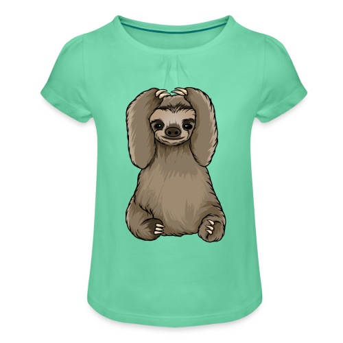 Kunterli liebt Faultiere - #KUN-SLO-22 - niedlich - Mädchen-T-Shirt mit Raffungen