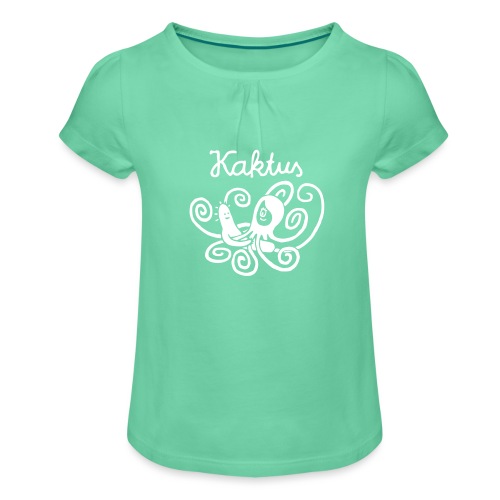 Kaktus und Kalamarie - Mädchen-T-Shirt mit Raffungen