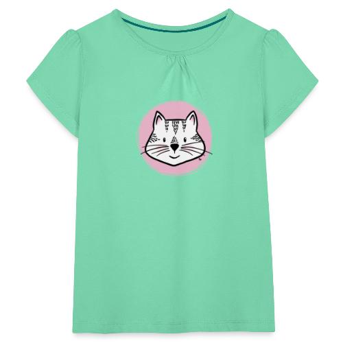 Süße Katze - Portrait - Mädchen-T-Shirt mit Raffungen