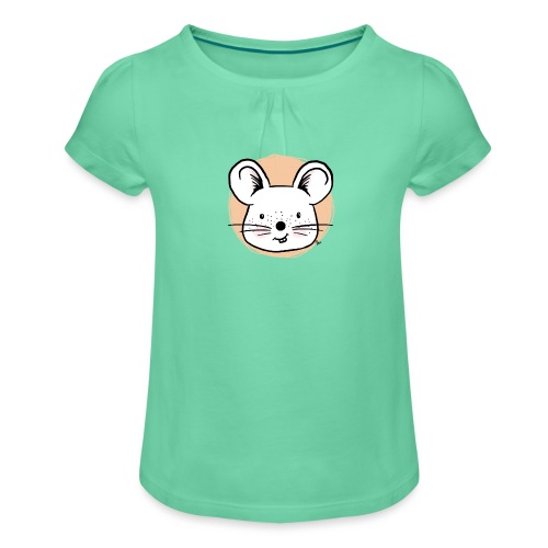 Süße Maus - Portrait - Mädchen-T-Shirt mit Raffungen
