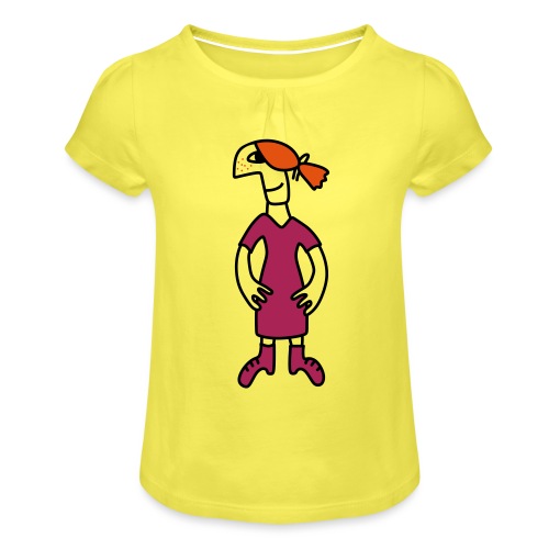 Little red head girl improved - T-shirt med rynkning flicka
