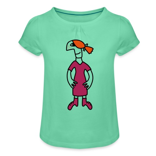 Little red head girl improved - T-shirt med rynkning flicka