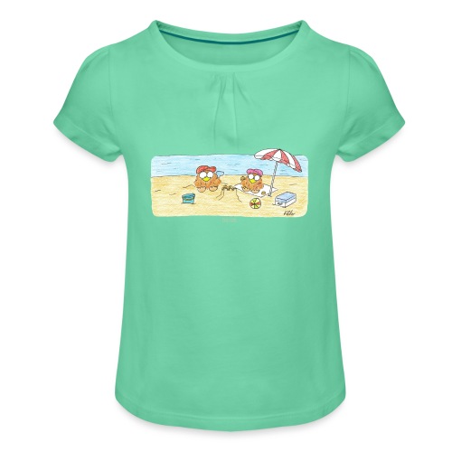 Diversión en la Playa - Camiseta para niña con drapeado