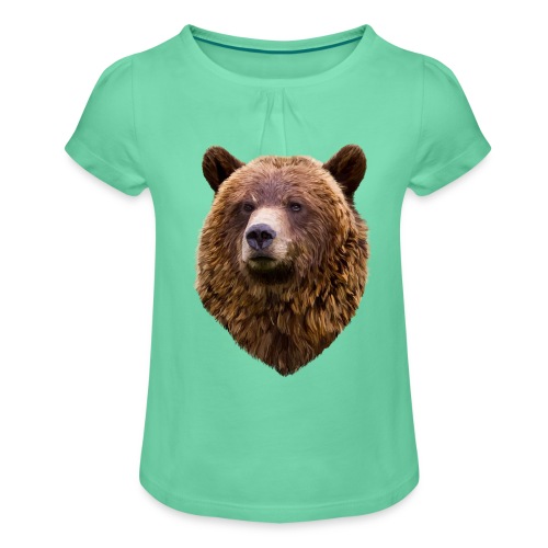 Bär - Mädchen-T-Shirt mit Raffungen