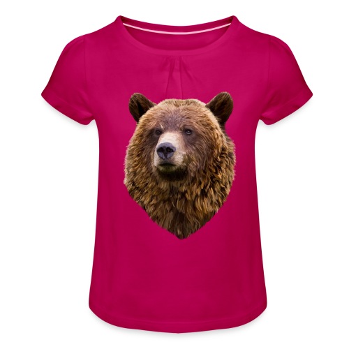 Bär - Mädchen-T-Shirt mit Raffungen