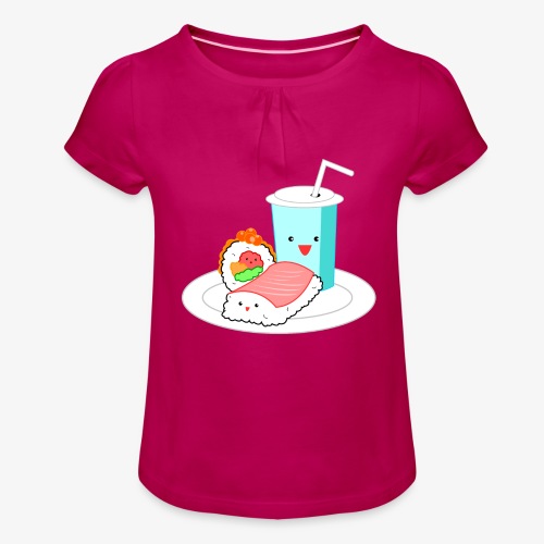 Happy Sushi - Meisjes-T-shirt met plooien