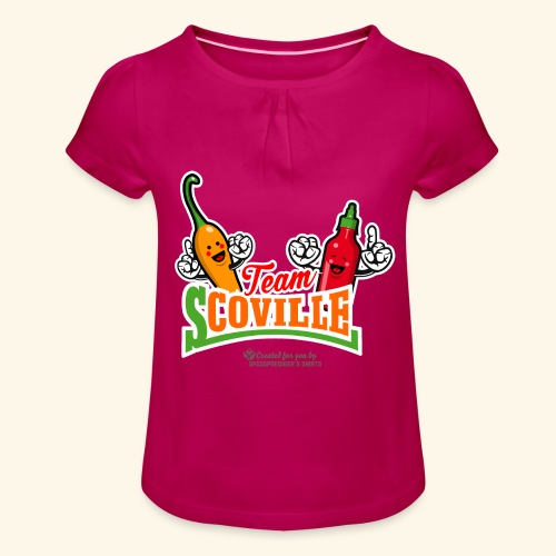 Chili Pepper Fan Merch Design Team Scoville - Mädchen-T-Shirt mit Raffungen