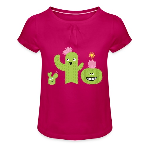 Kaktusblüte - Mädchen-T-Shirt mit Raffungen