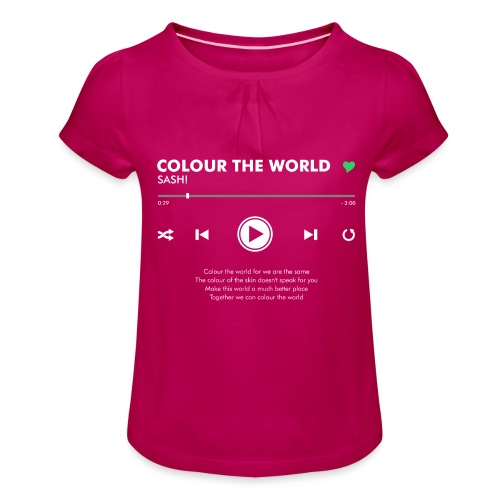 COLOUR THE WORLD - Play Button & Lyrics - Girl's T-Shirt with Ruffles