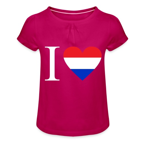 Ik hou van Nederland | Hart met rood wit blauw - Meisjes-T-shirt met plooien