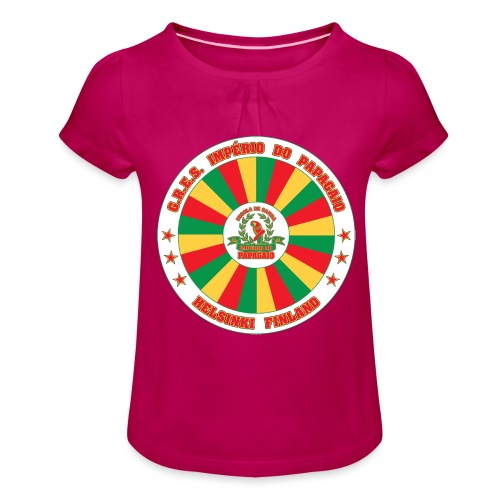 Papagaio drum logo - Tyttöjen t-paita, jossa rypytyksiä